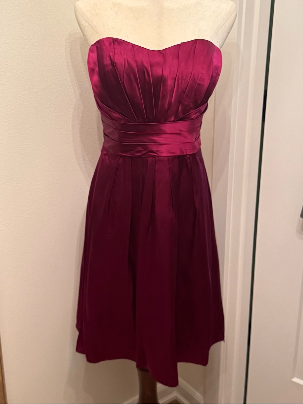 Priscilla of Boston Strapless Satin Dress in Fuchsia